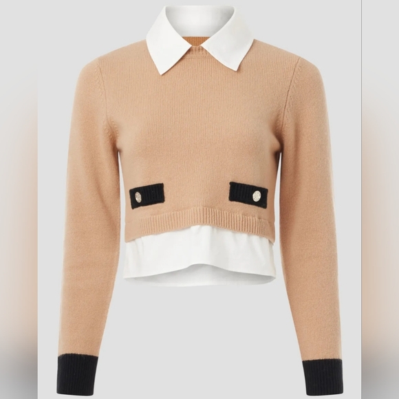 Sandro Dal Collard Wool/Cashmere Bleand Sweater - Picture 1 of 10